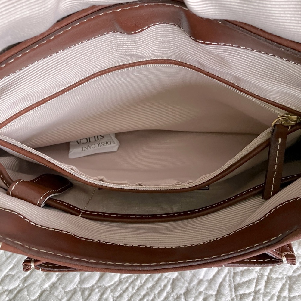 NWT Talbots brown leather shoulder bag w/magnetic closure & chain option - Picture 10 of 16